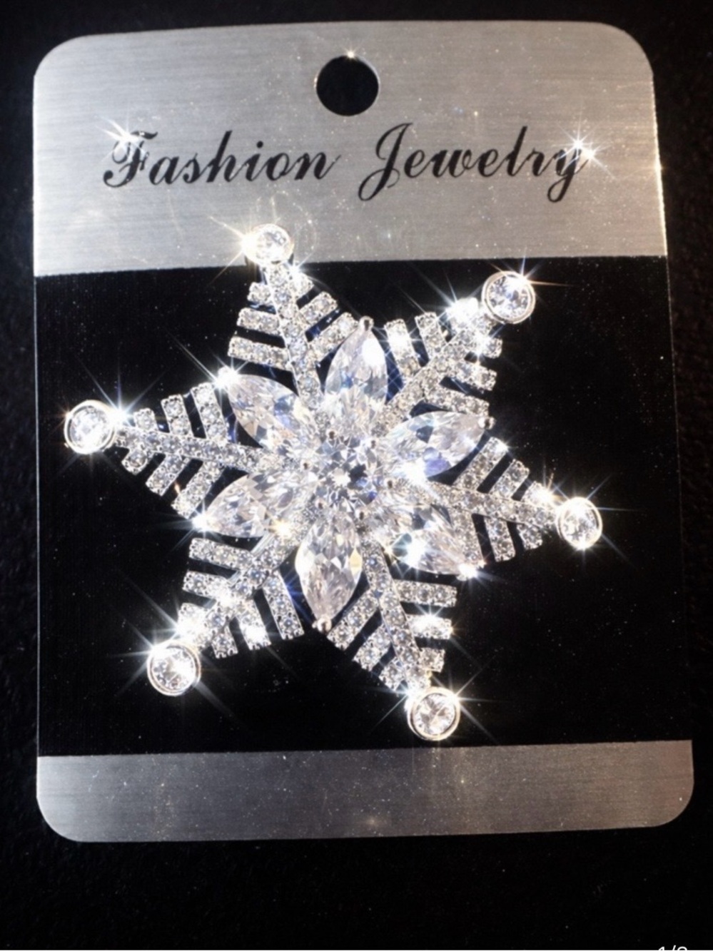 Fashion Jewelry Silver Clear Crystal Snowflake Brooch ❄️🩵❄️